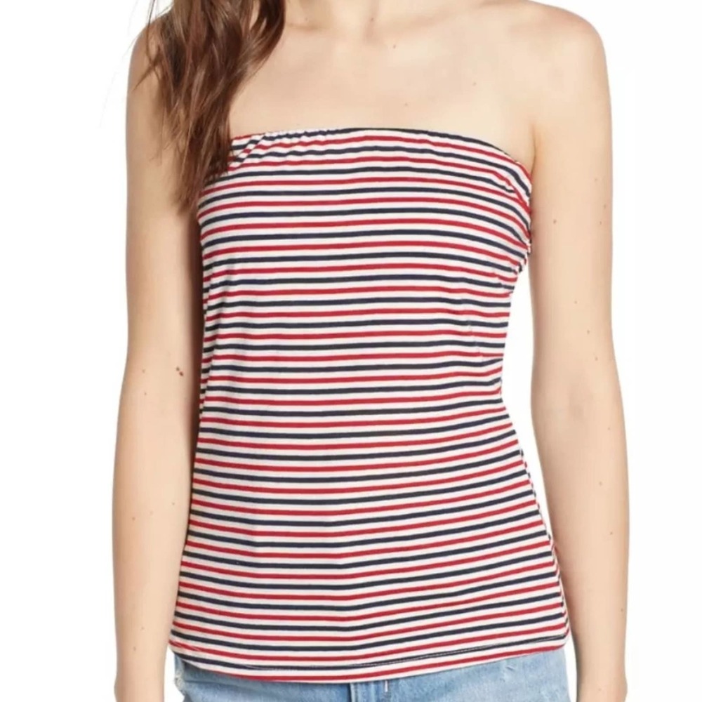 Socialite striped red blue patriotic tube top XS